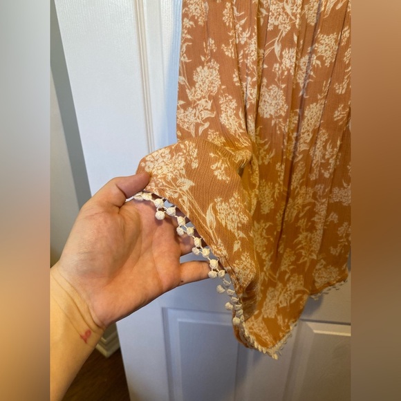 O’Neil Peach Off-Shoulder Mini Dress with White Floral Print Size Large - Picture 6 of 9